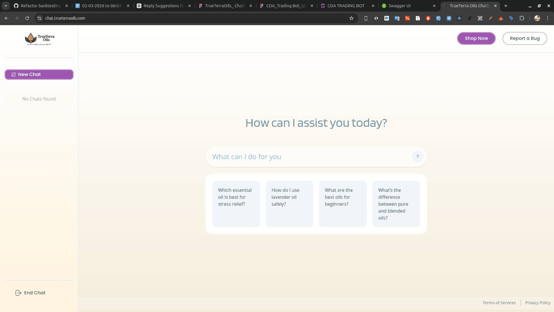 TrueTerra Oils AI Chatbot