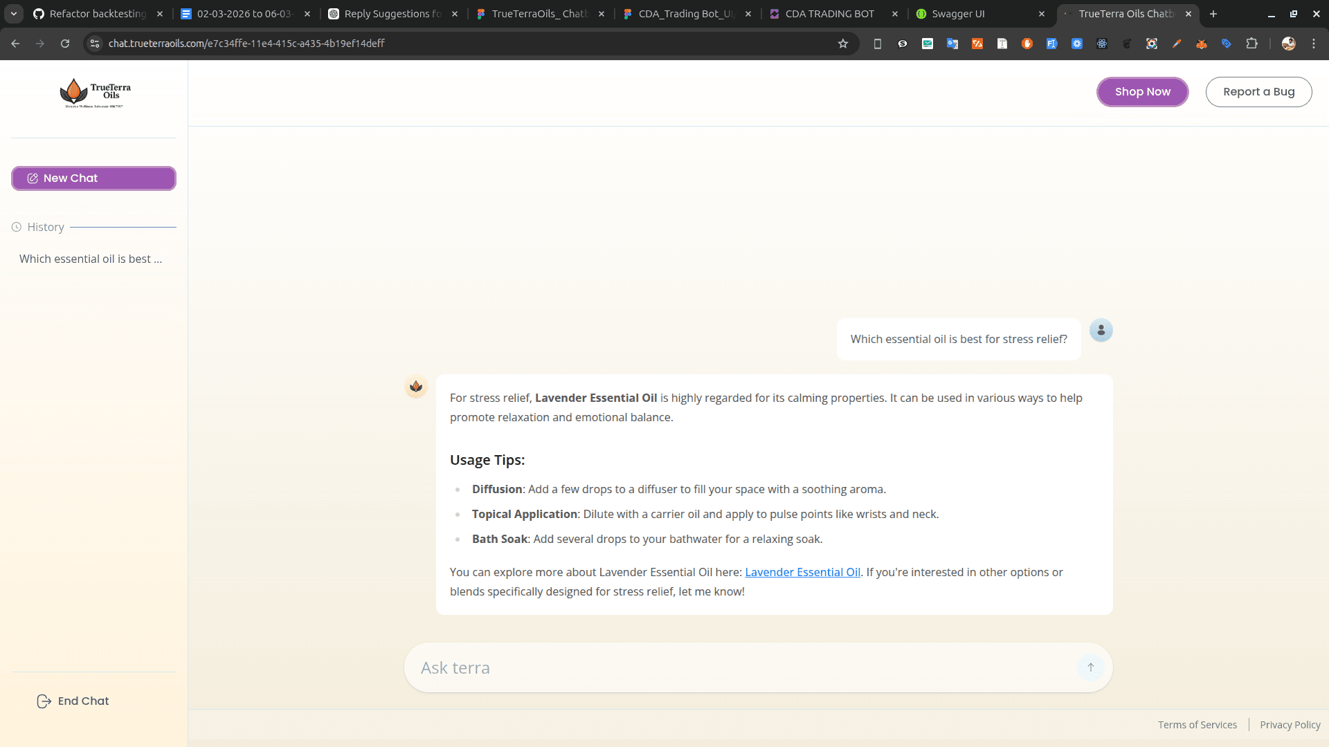 TrueTerra Oils AI Chatbot 3